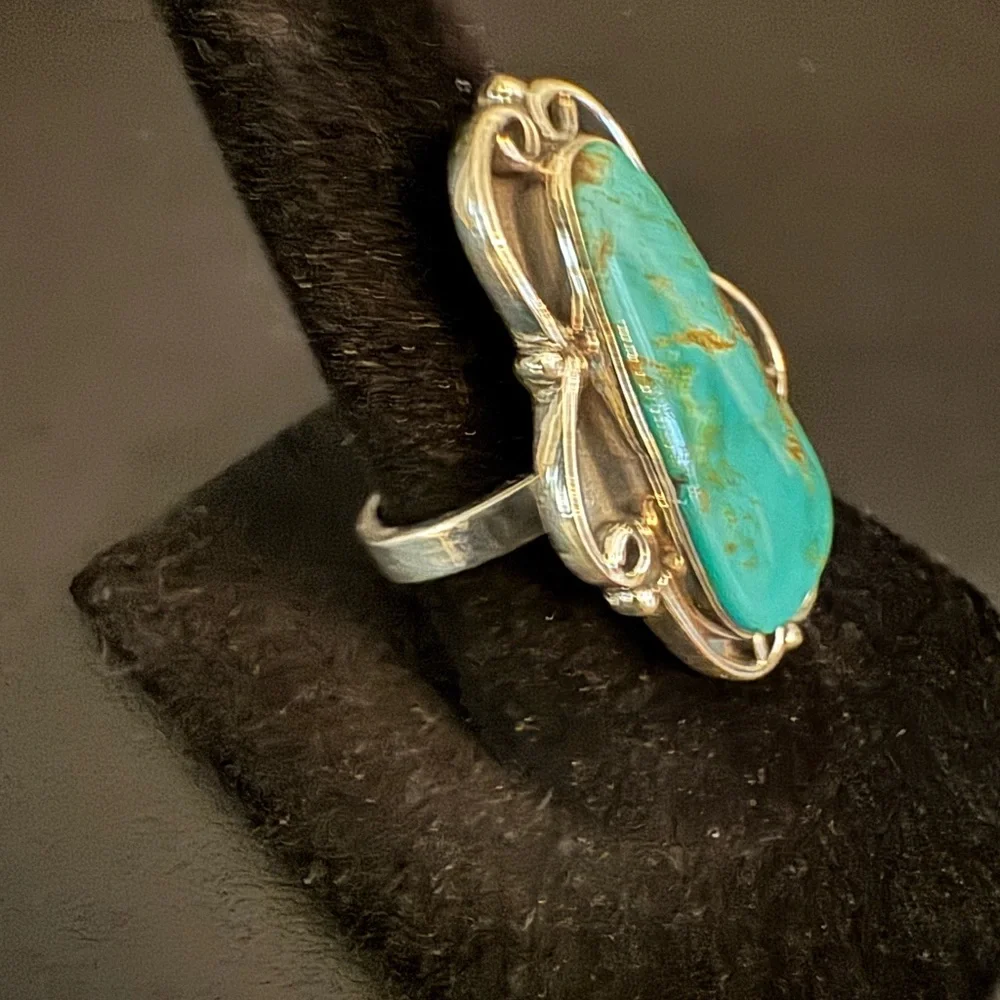 Genuine Turquoise and Sterling Silver‎ Ring